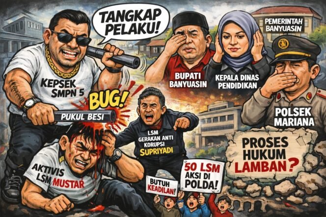 
					“Kasus Kepsek Aniaya Aktivis Memanas: Bupati Banyuasin, Kadisdik dan Polsek Mariana Didesak Bertanggung Jawab”
